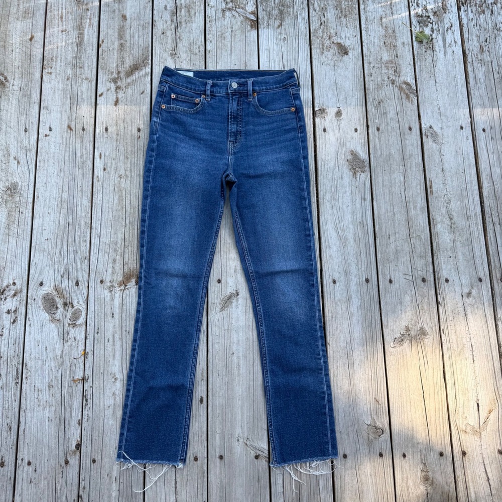 Gap Vintage Slim High Rise Jeans Womens 27 4 Blue Raw Hem Denim